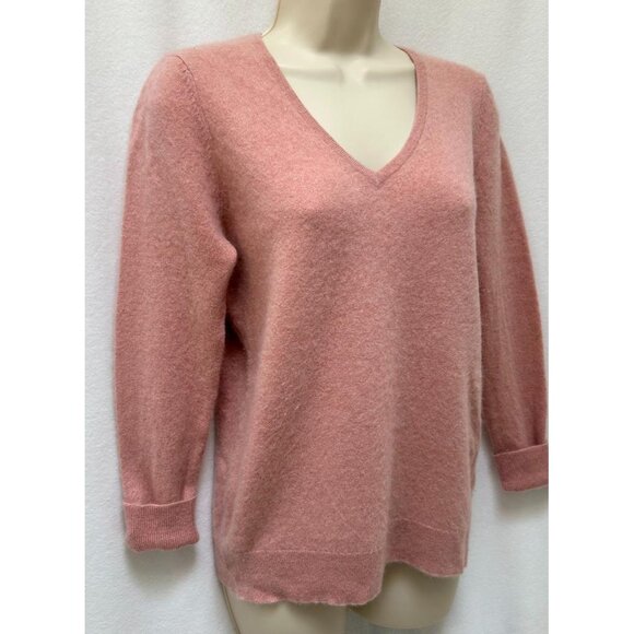L 100% Cashmere Sweater V-neck Pullover Charter Club Pink B-38 M / L - Picture 1 of 1